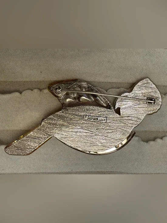 Swarovski Crystal Pin Brooch Vintage Cockatoo Parrot Jeweled Sterling Silver Art - Picture 11 of 11